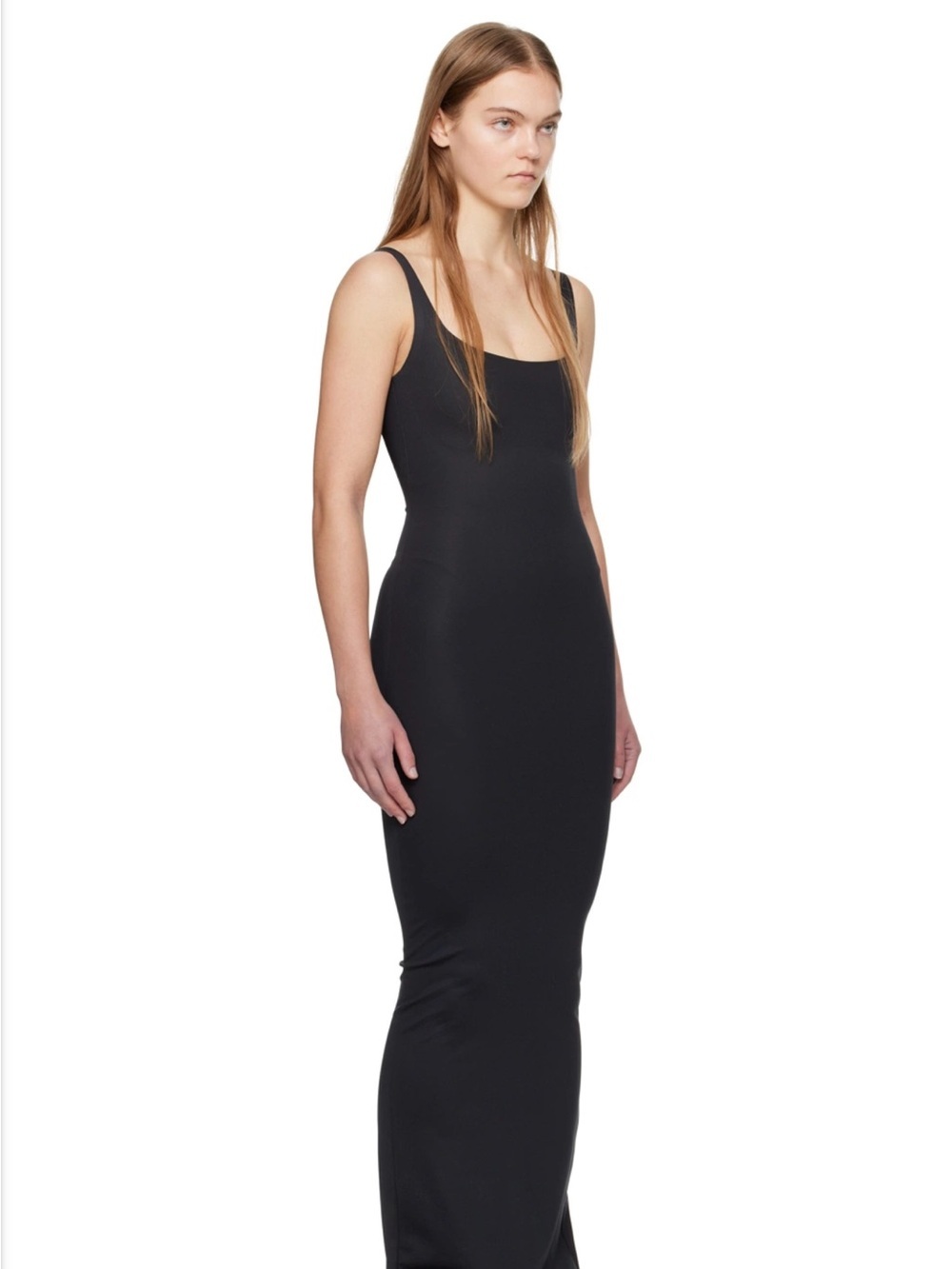 SKIMS Body Long Slip Dress Onyx Black Maxi Shapewear Bodysuit XS Bodycon - Picture 2 of 15